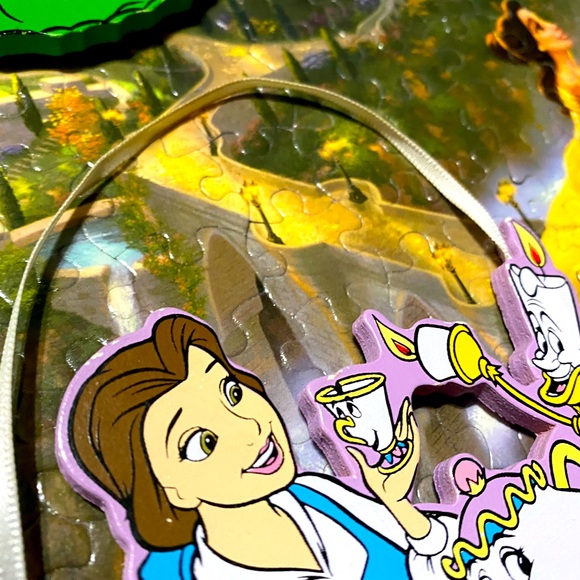 DISNEY’S BEAUTY & THE BEAST VTG 90s KURT ADLER HANDCRAFTED WOODEN XMAS ORNAMENTS - Picture 5 of 10